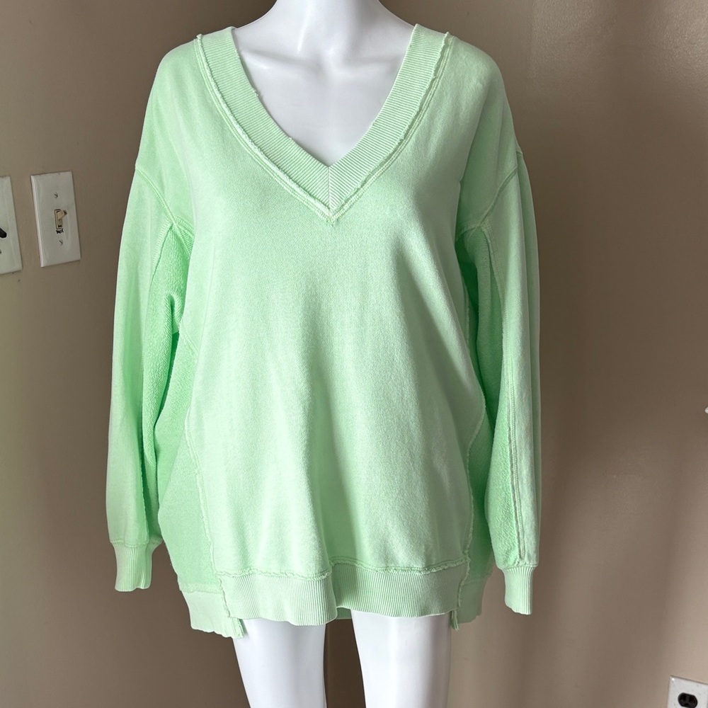 Aerie Light Green V-Neck Sweater